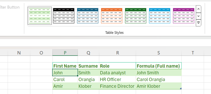 Screenshot excel design example #1