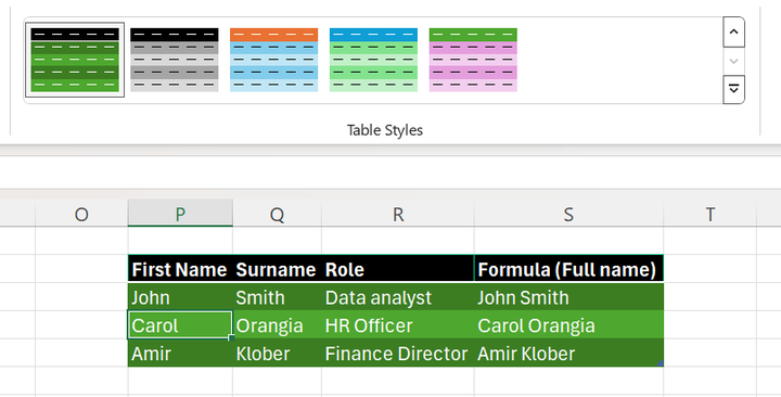Screenshot excel design example #1