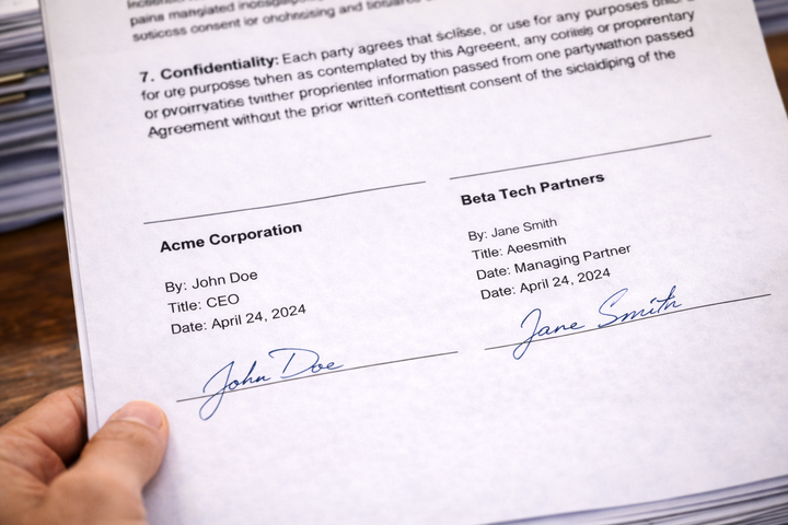 Representation of a fake contract