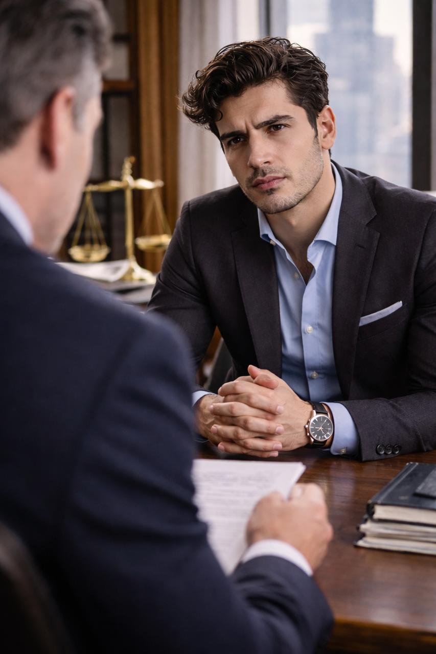Tom the lawyer talking talking to his managing partner.